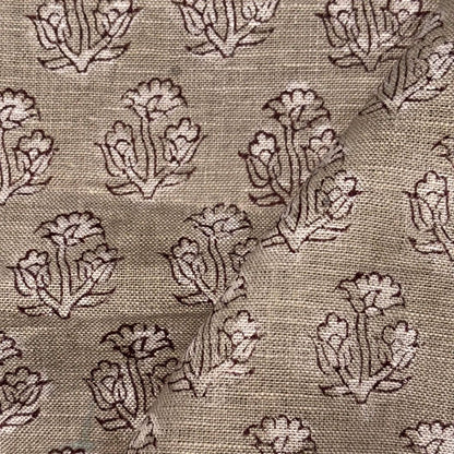 Sugandh Linen 58" Block-Printed Buti Upholstery Fabric