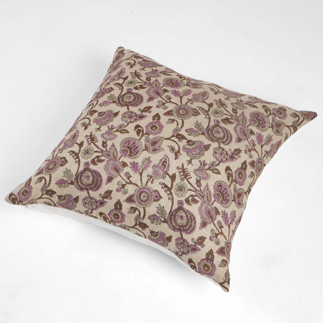 Decorative pillow with floral pattern on a white background