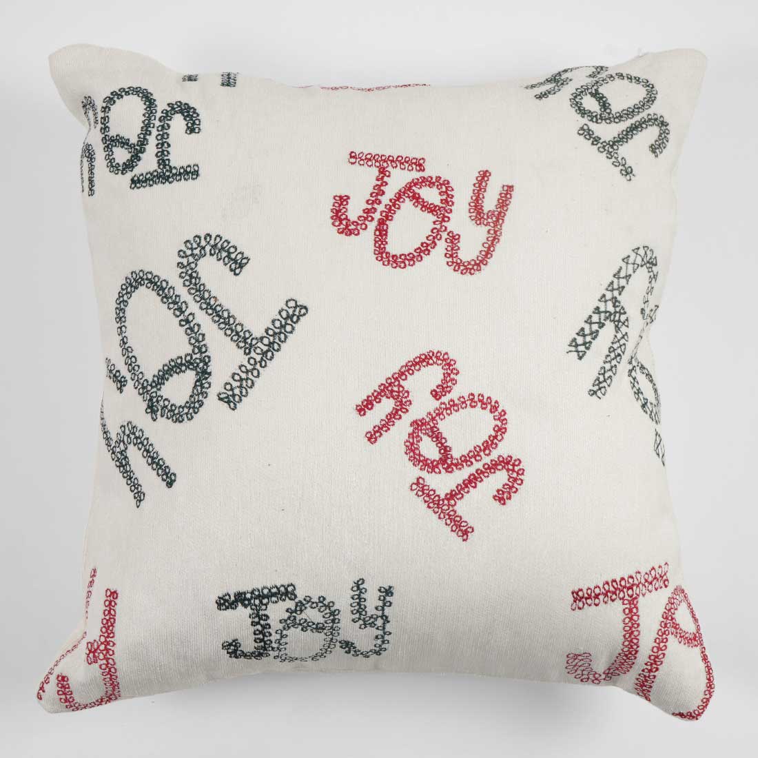Joy Embroidery Pillow Cover | Embroidered Pillow Cover | Decorative Throw Cushion