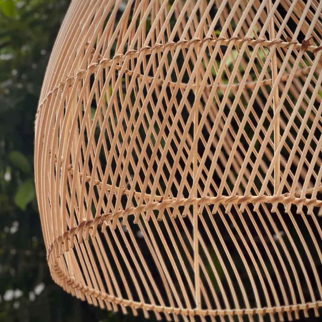 Cane Hanging Lampshade with Iron Frame