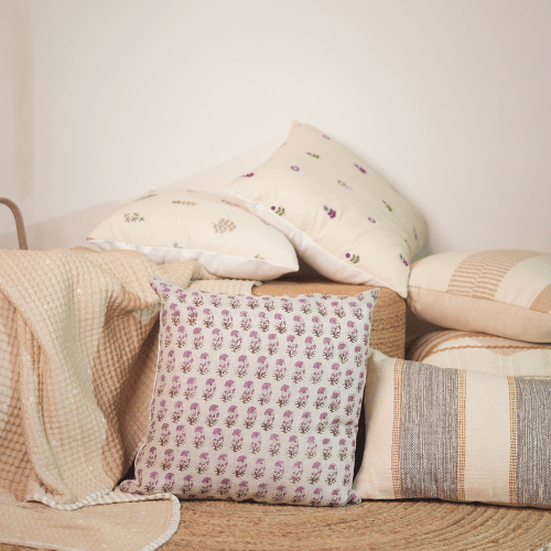 Bagh Block Printed Pillow Cover - 20"x20"