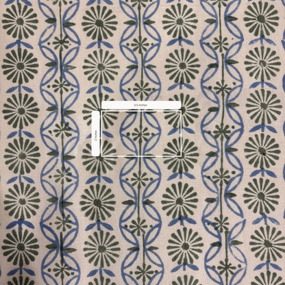 Nitya Cotton-Linen 44" Block-Printed Geometric Upholstery Fabric