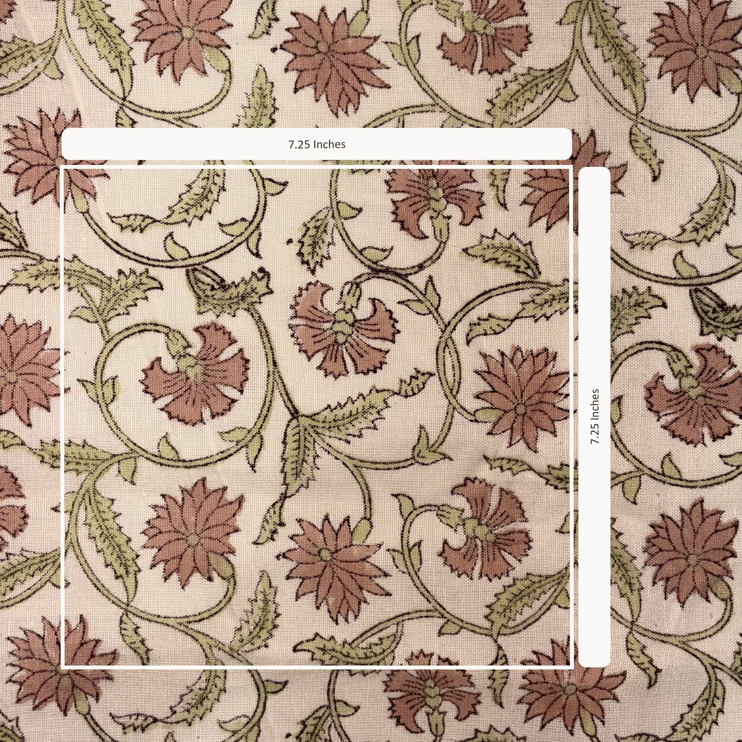 Floral patterned fabric with measurement overlay
