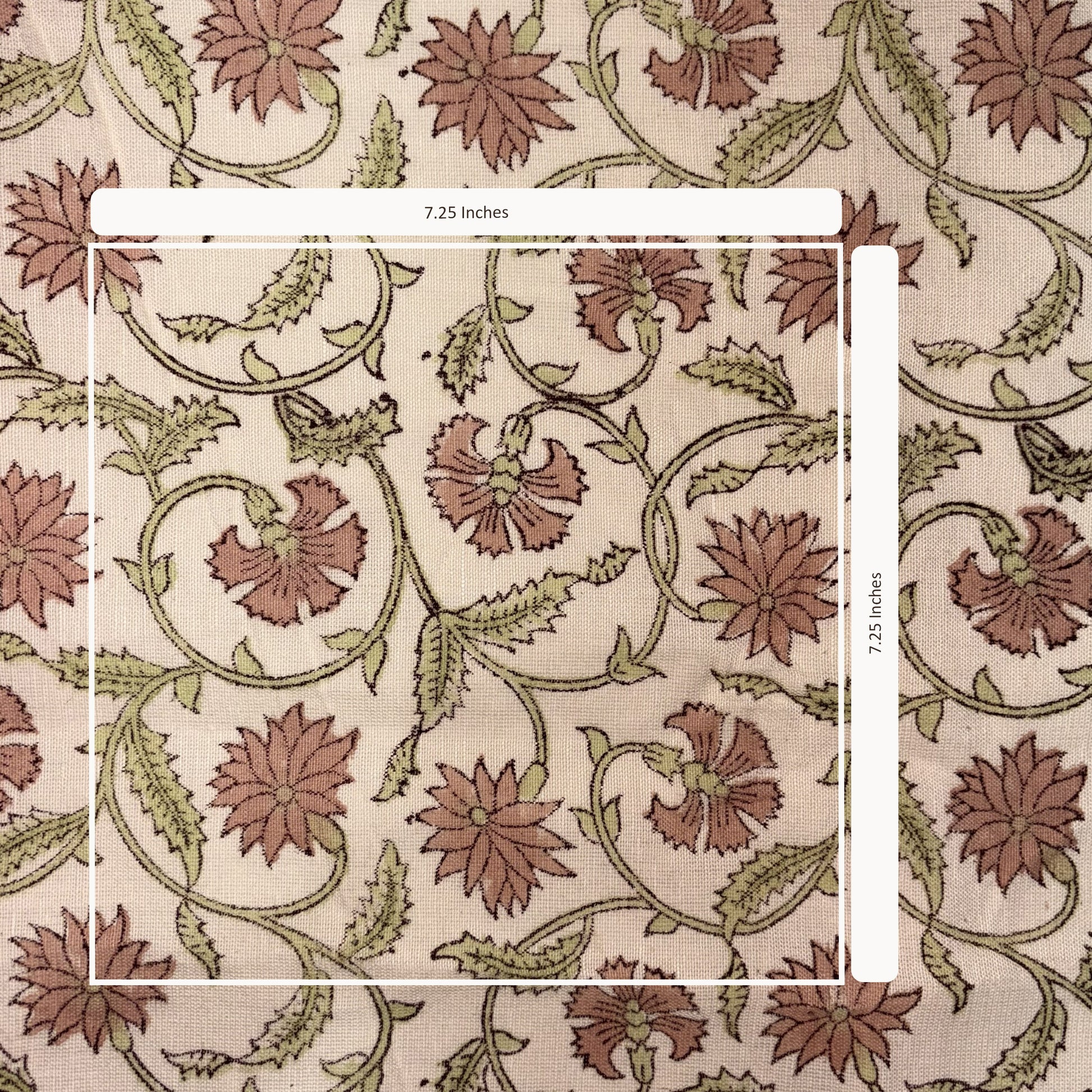 Floral patterned fabric with measurement overlay