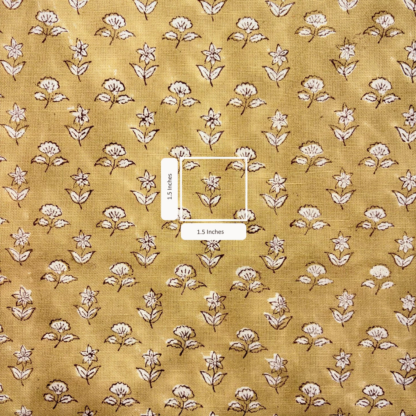 Floral pattern on a beige background with measurement label