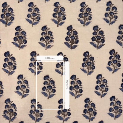 Raina Cotton-Linen 44" Block-Printed Buta Upholstery Fabric