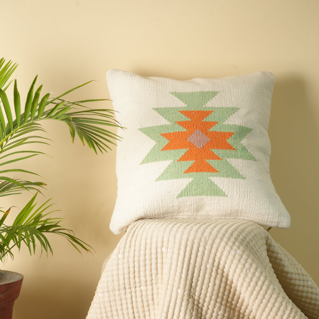 Golden Thread Square Woven Pillow Cover