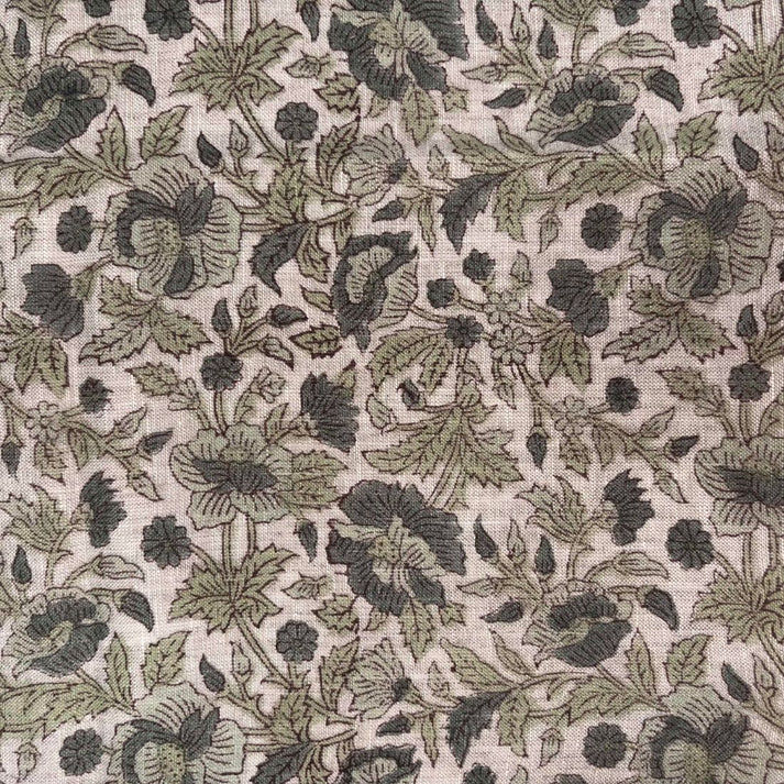 Surang Linen 58" Block-Printed Jaal Upholstery Fabric