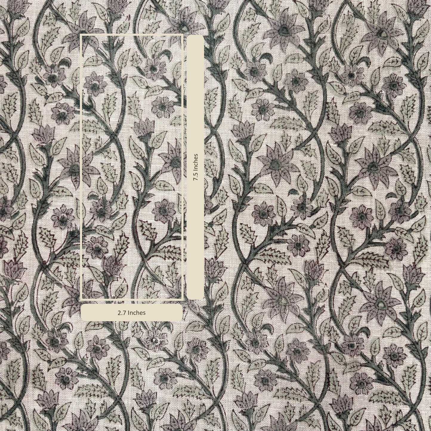 Amrah Linen 58" Block-Printed Jaal Upholstery Fabric