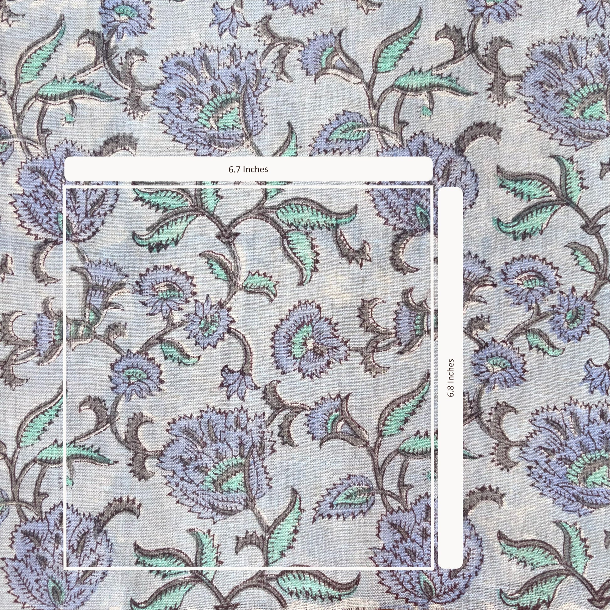 Floral patterned fabric with measurement overlay