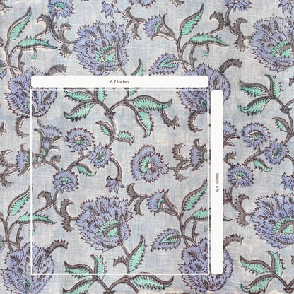 Floral patterned fabric with measurement overlay