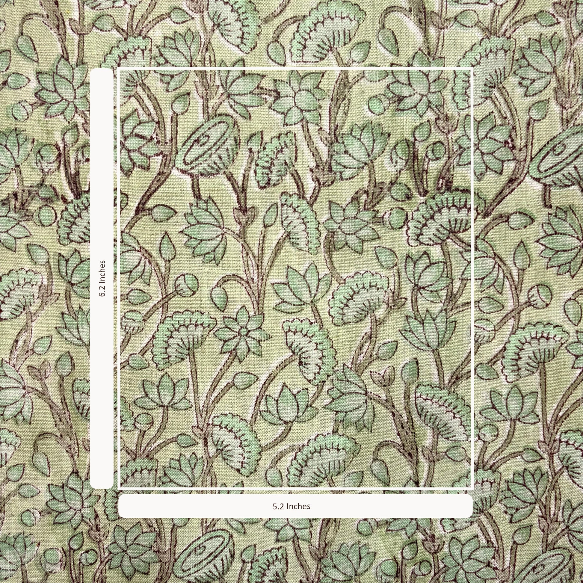 Floral patterned fabric with a scale bar indicating dimensions