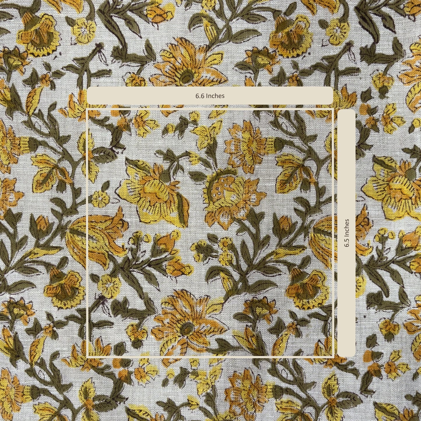Floral patterned fabric with measurement markings
