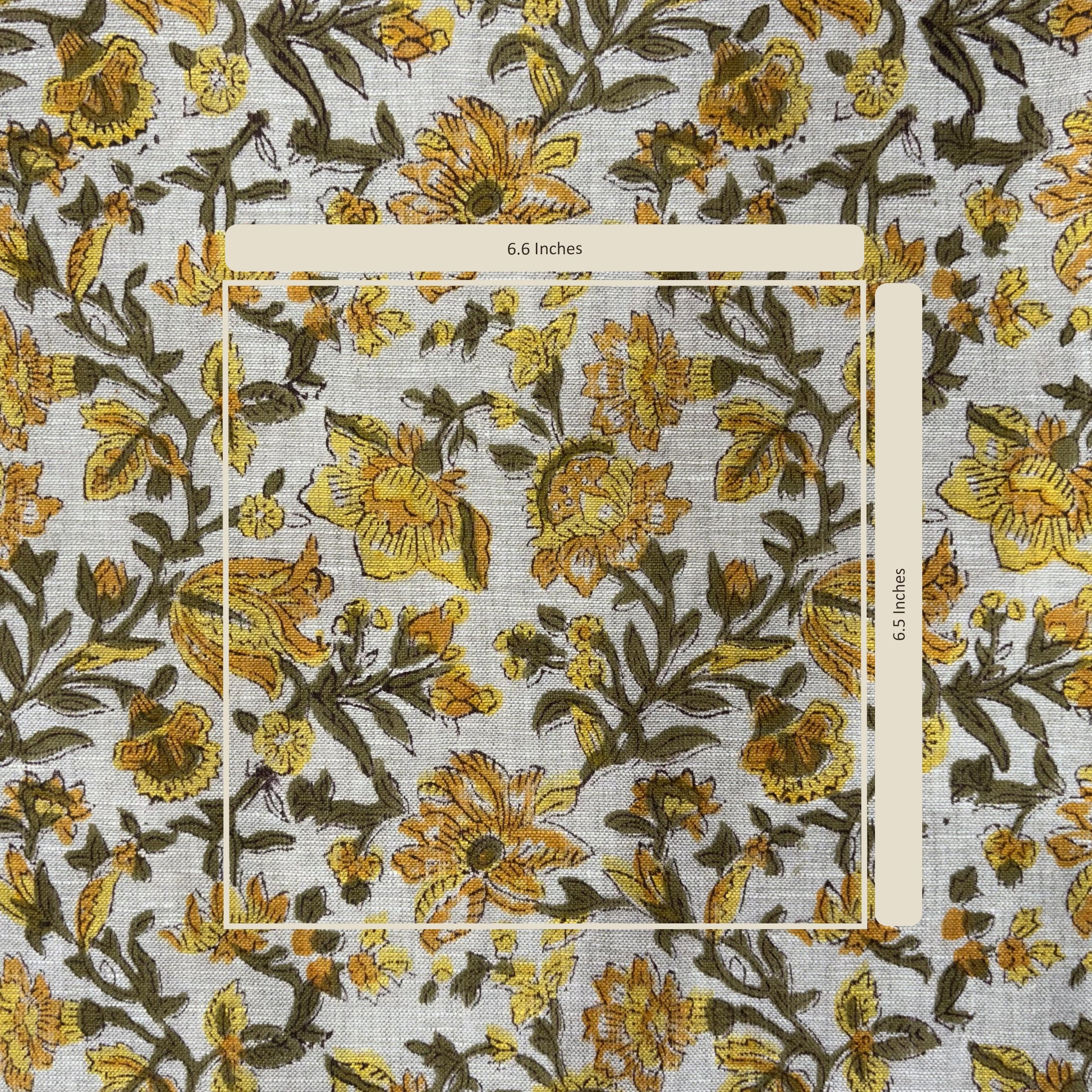 Floral patterned fabric with measurement markings
