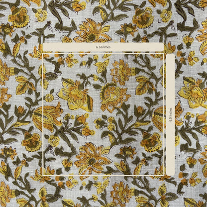 Floral patterned fabric with measurement markings