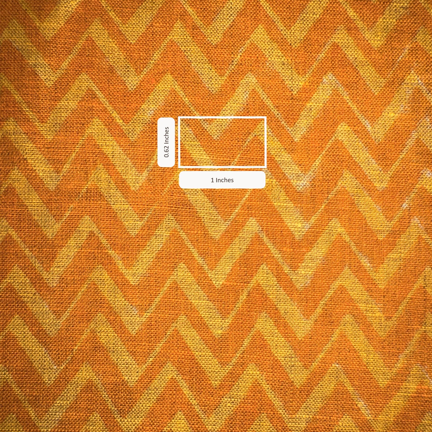 Fabric with orange and yellow chevron pattern