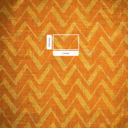 Fabric with orange and yellow chevron pattern