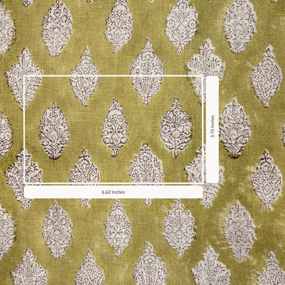 Fabric with leaf pattern on a green background