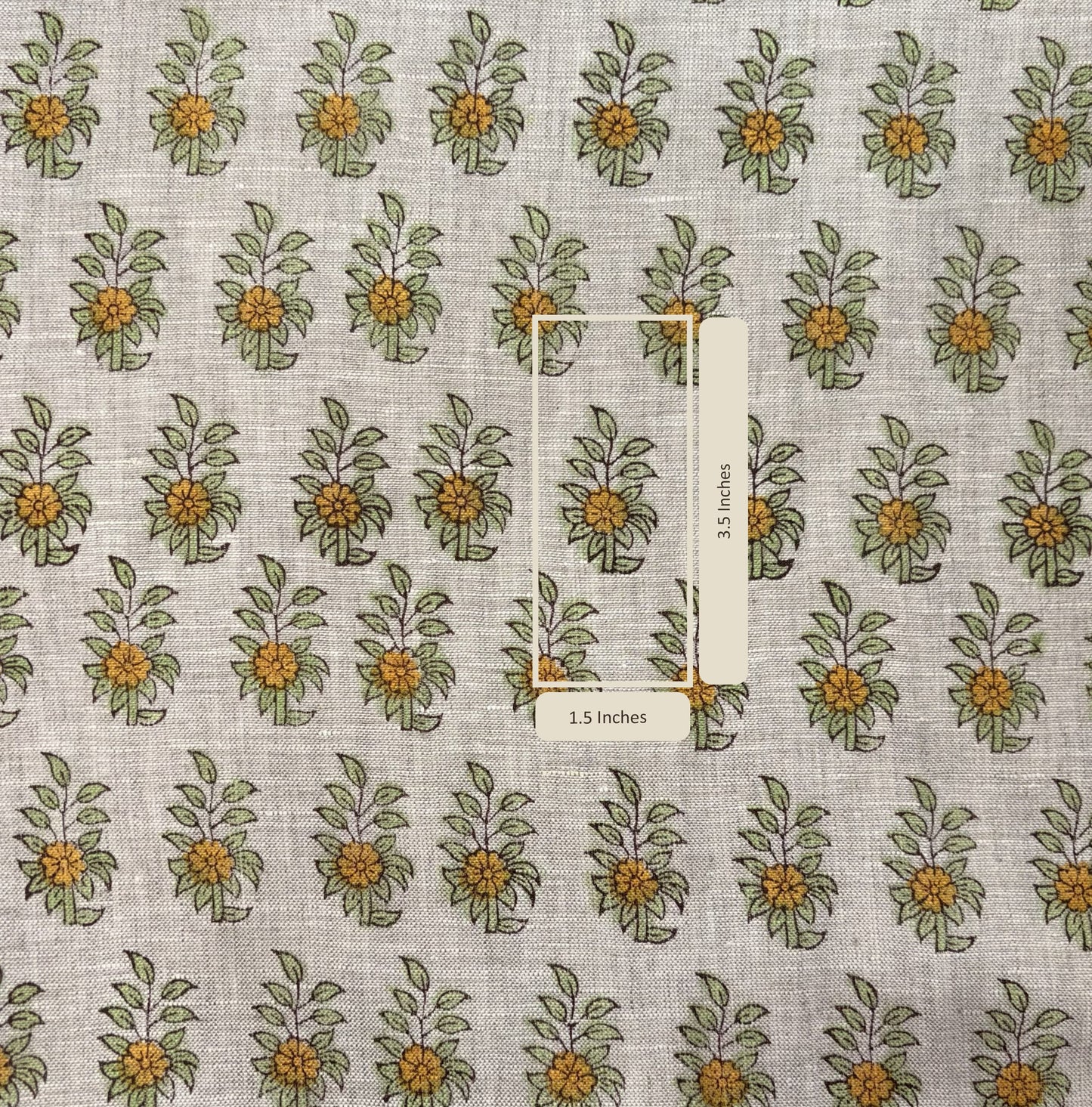 Floral patterned fabric with measurement scale