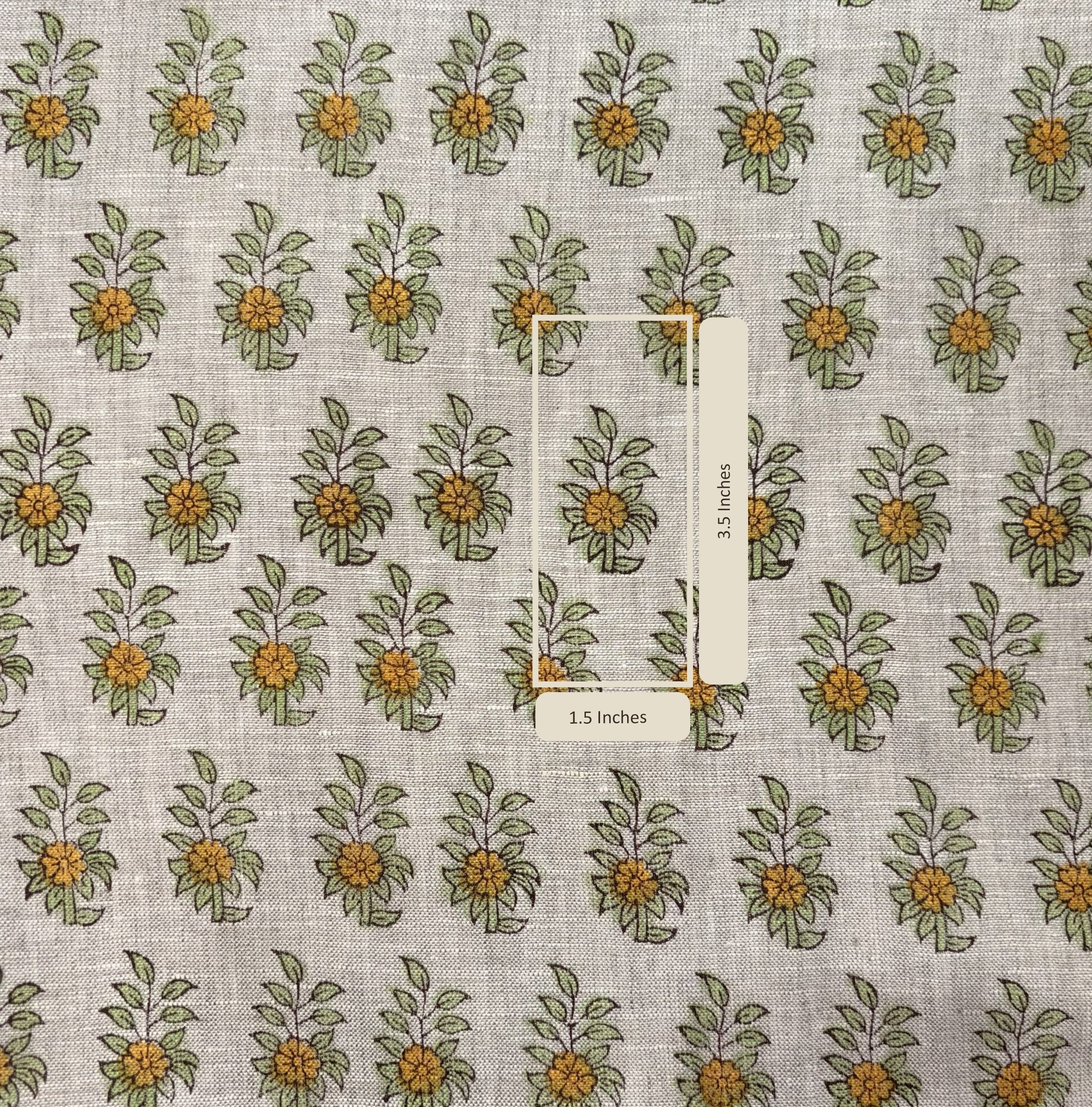 Floral patterned fabric with measurement scale