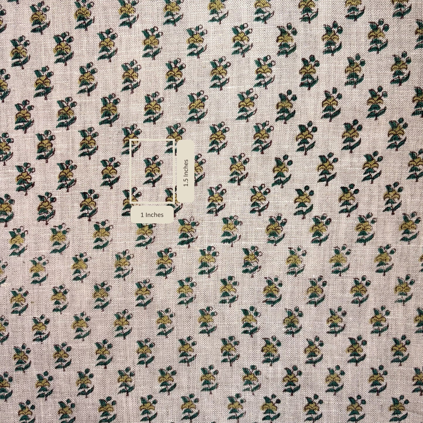 Fabric with a small floral pattern on a grey background