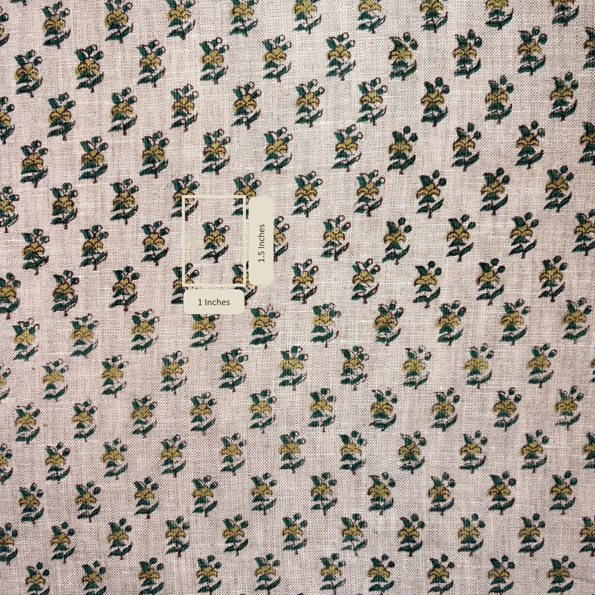 Fabric with a small floral pattern on a grey background