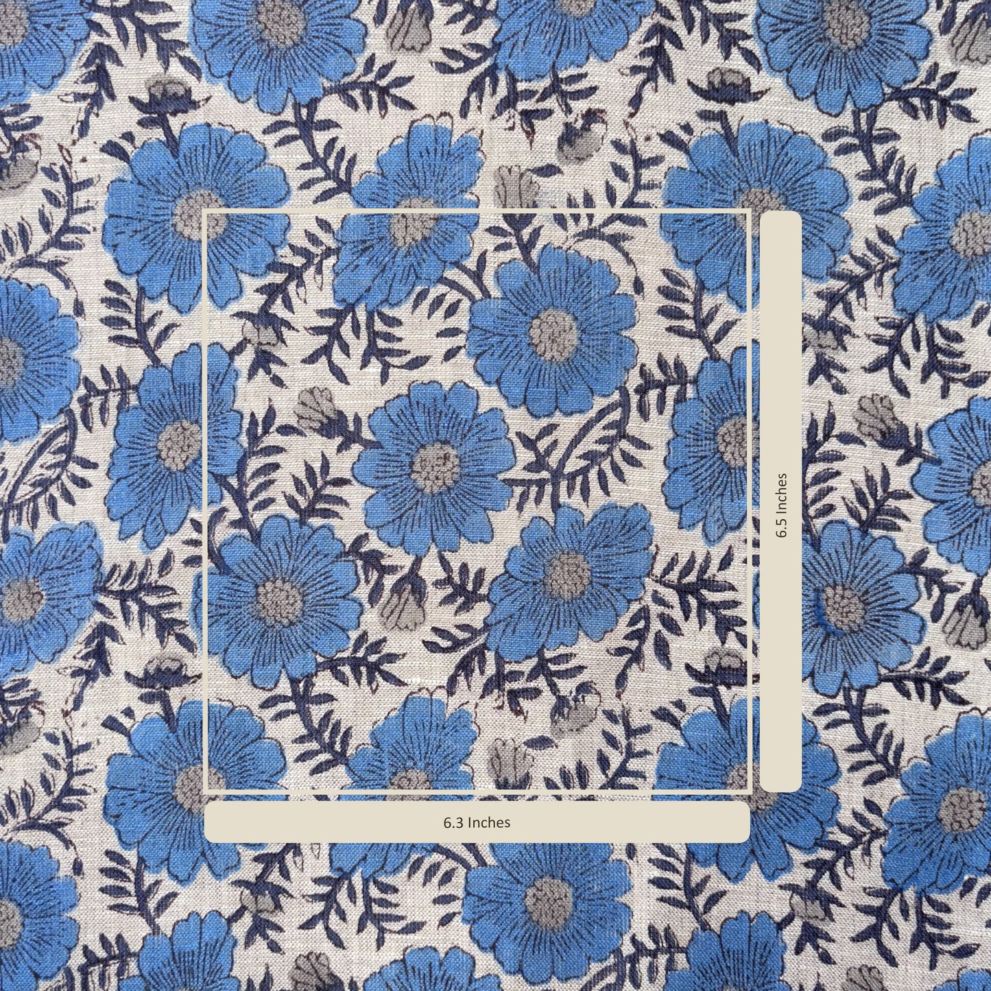 Floral pattern with blue flowers on a grey background