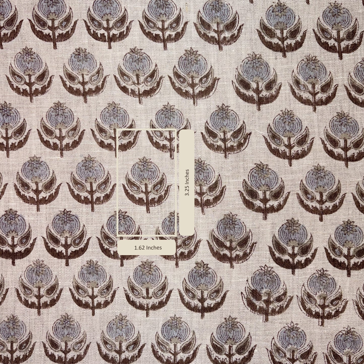 Patterned fabric with floral design on a beige background
