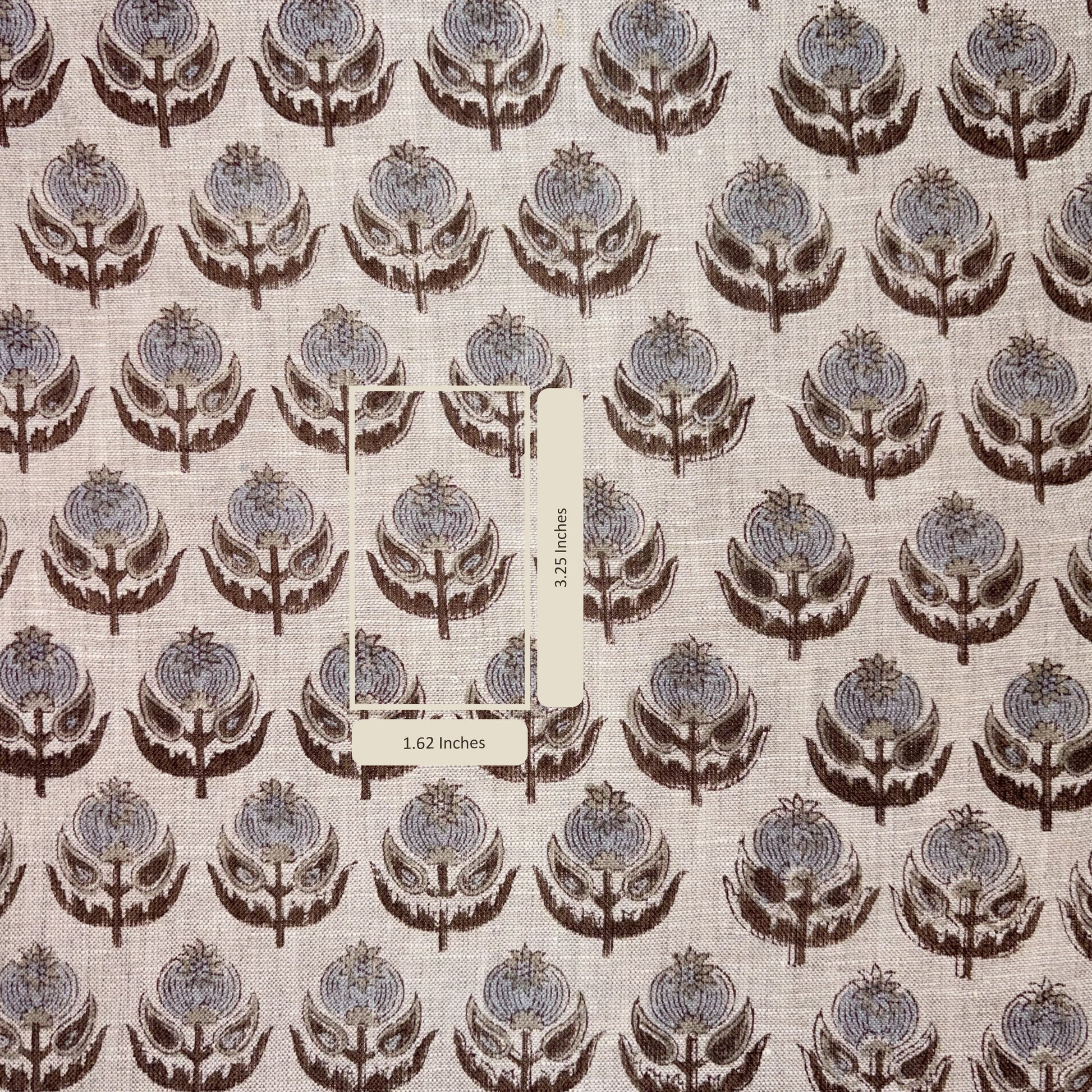 Patterned fabric with floral design on a beige background