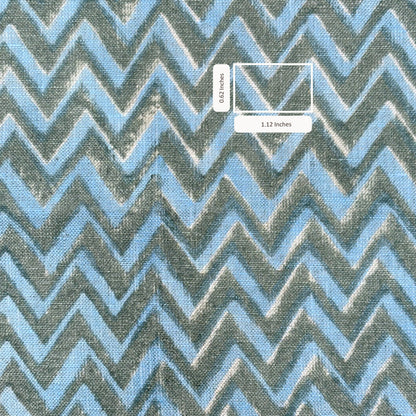 Fabric with blue and gray chevron pattern
