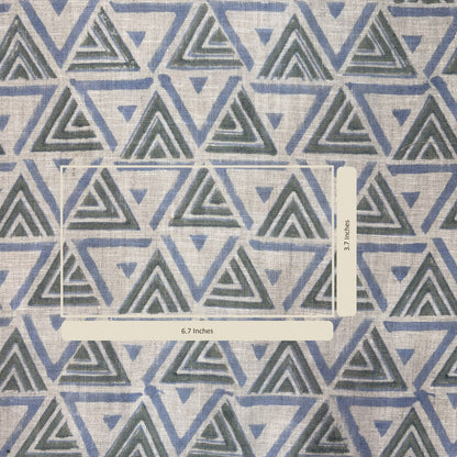 Fabric with geometric triangle pattern and measurement ruler