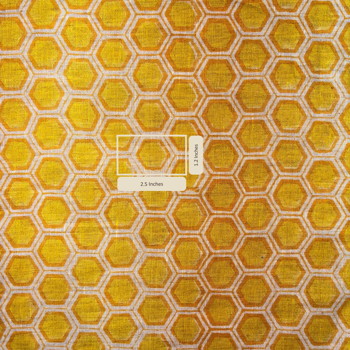 Hexagonal pattern fabric with measurement label