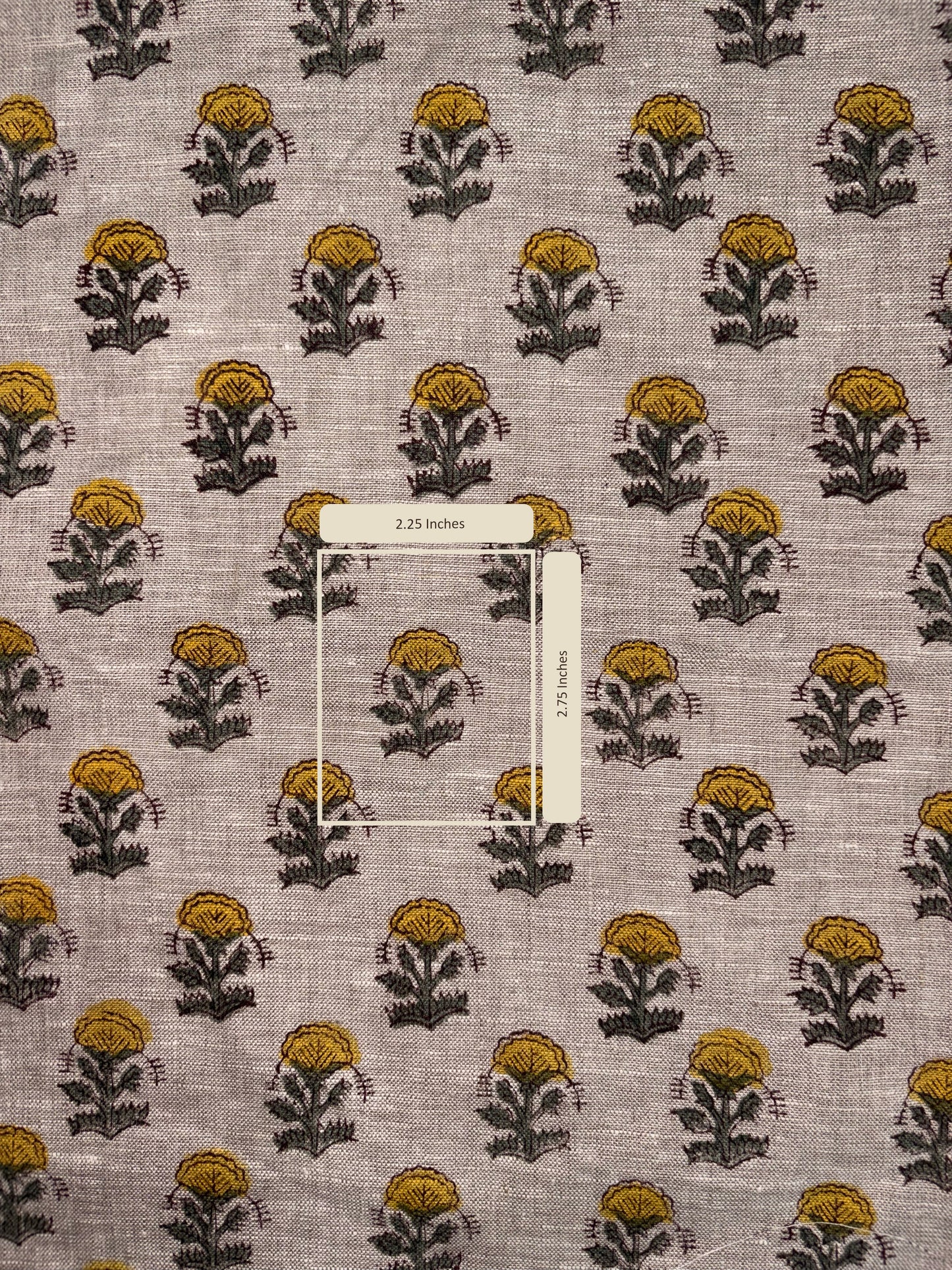 Fabric with floral pattern on a gray background