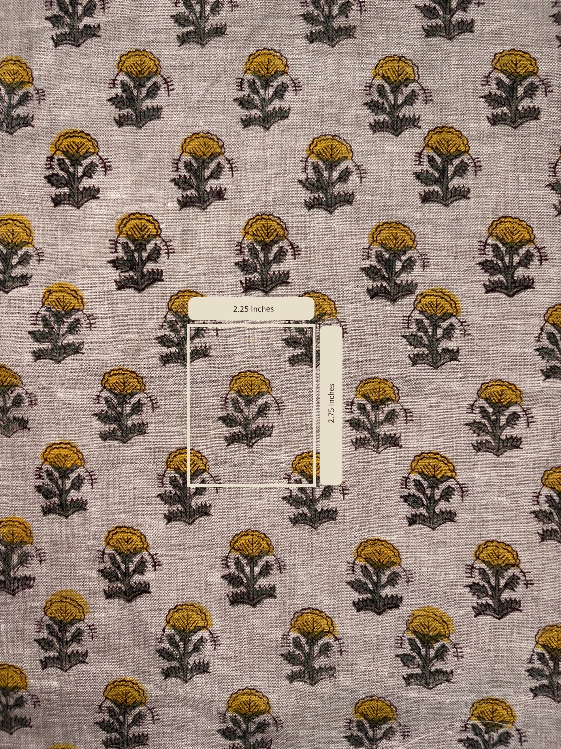 Fabric with floral pattern on a gray background