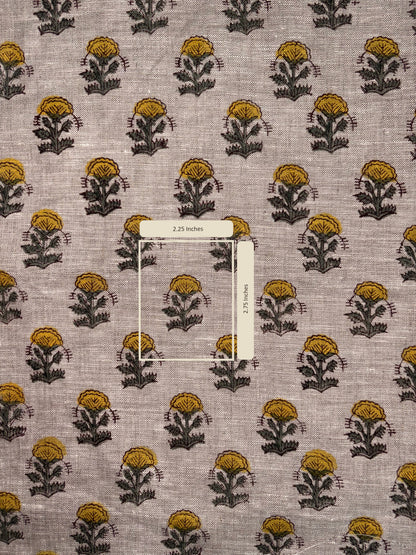 Fabric with floral pattern on a gray background