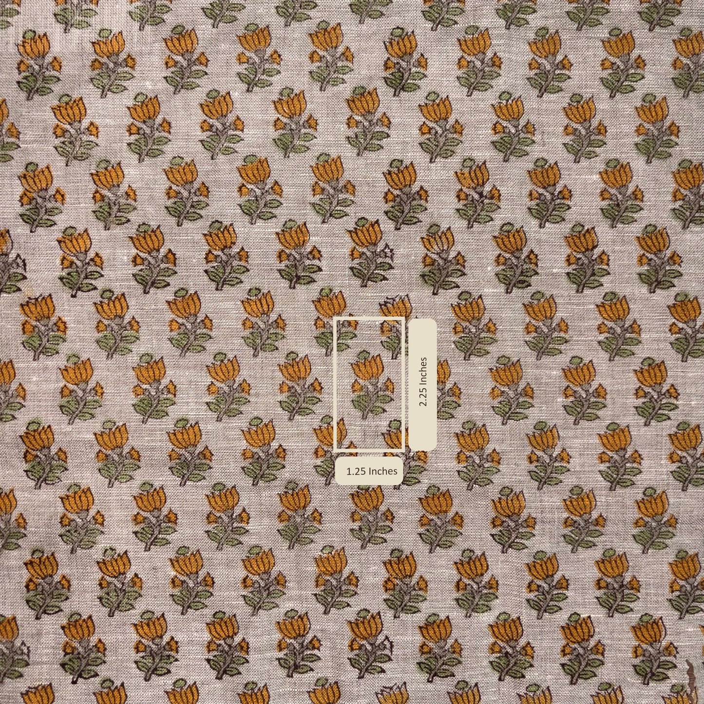 Fabric with a floral pattern on a grey background