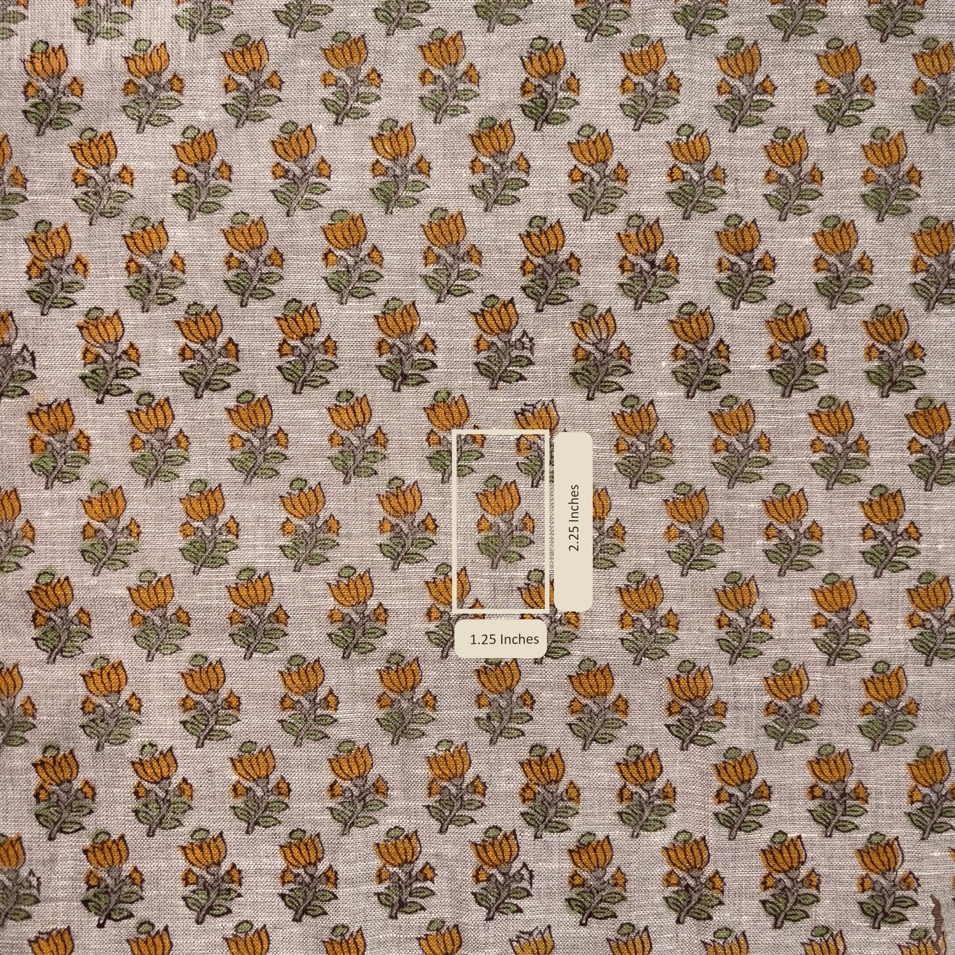 Fabric with a floral pattern on a grey background
