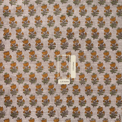 Fabric with a floral pattern on a grey background
