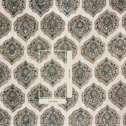 Patterned fabric with geometric design on a grey background