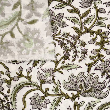 Close-up of a floral and paisley patterned fabric.
