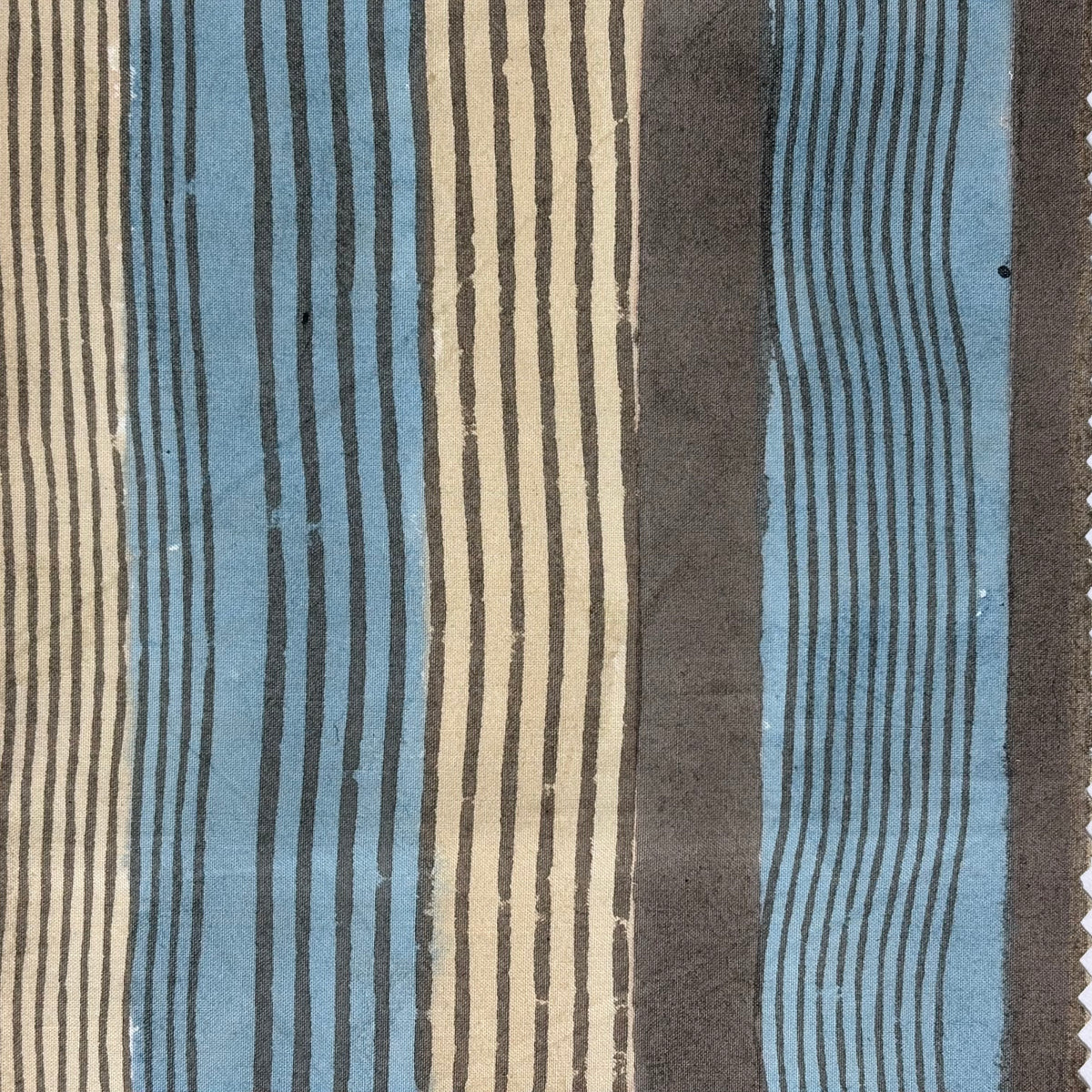 Pearl Cotton 110" Block-Printed Stripe Upholstery Fabric