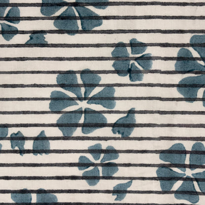 Maeve Cotton 110" Block-Printed Stripe Floral Upholstery Fabric