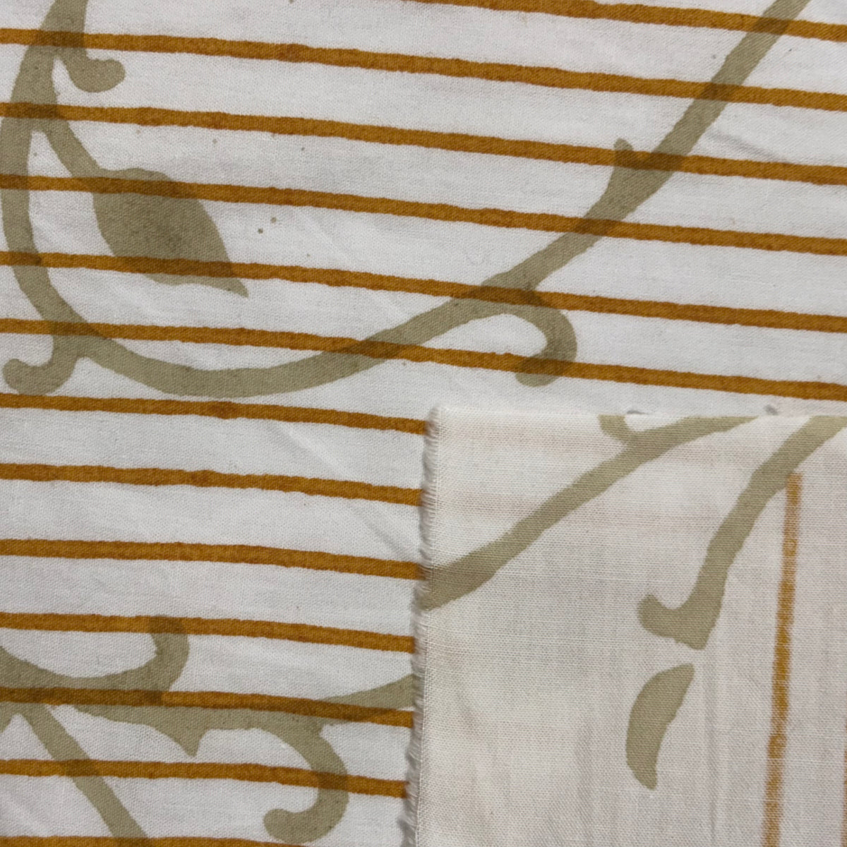 Clara Cotton 110" Block-Printed Abstract Stripe Upholstery Fabric