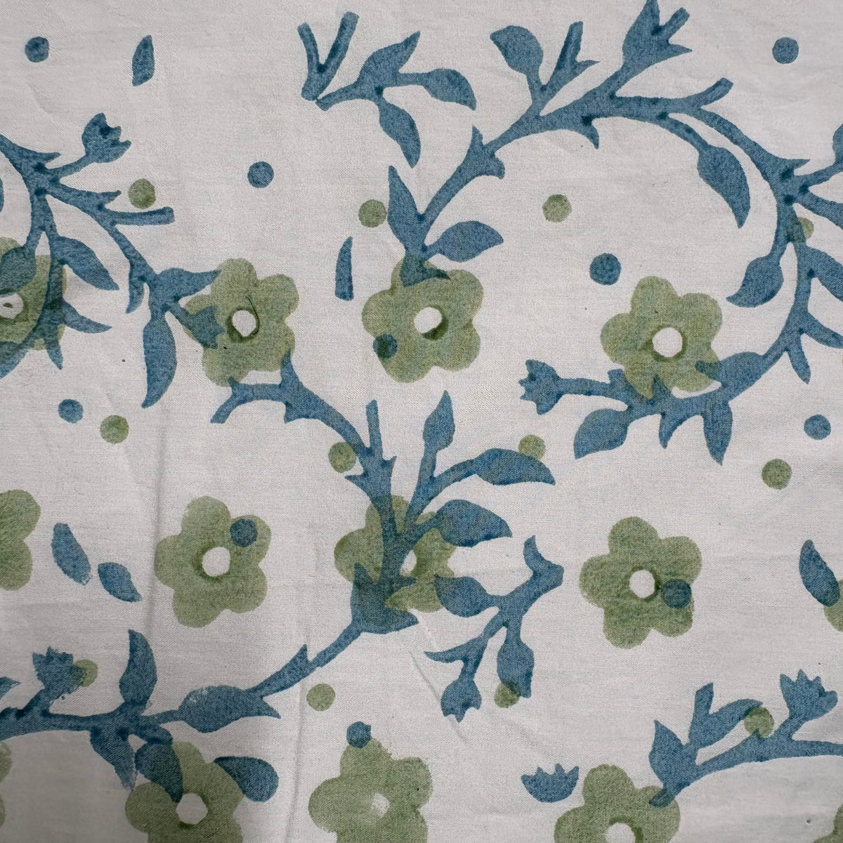 Vera Cotton 110" Block-Printed Floral Jaal Upholstery Fabric