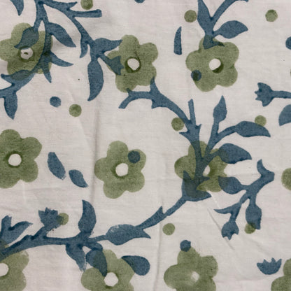Vera Cotton 110" Block-Printed Floral Jaal Upholstery Fabric
