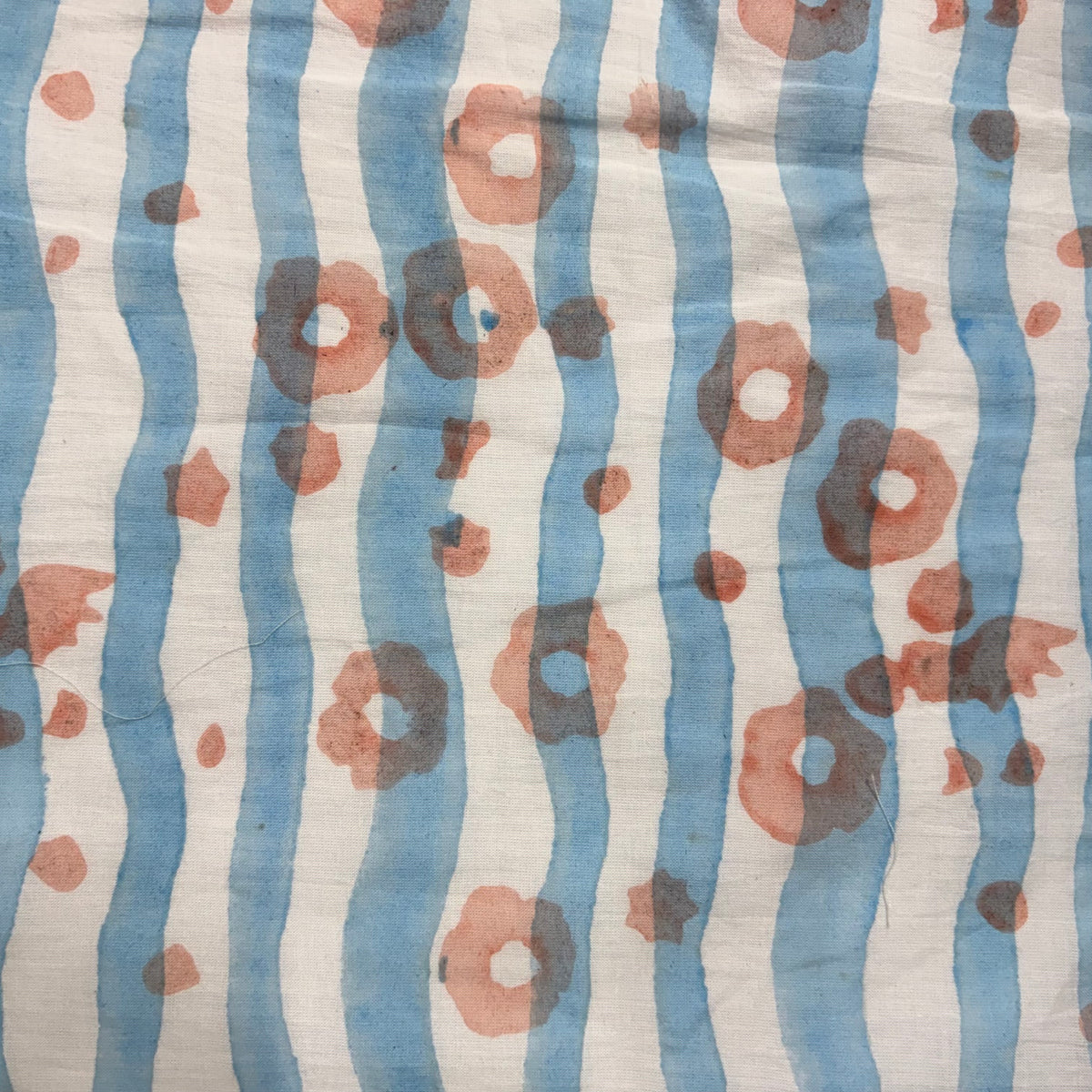 Flora Cotton 110" Block-Printed Stripe Floral Upholstery Fabric