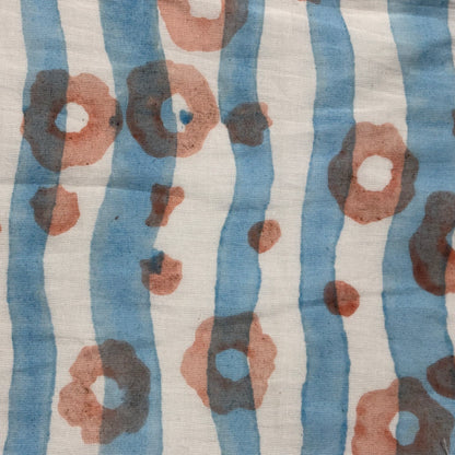 Flora Cotton 110" Block-Printed Stripe Floral Upholstery Fabric
