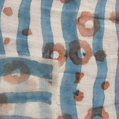 Flora Cotton 110" Block-Printed Stripe Floral Upholstery Fabric
