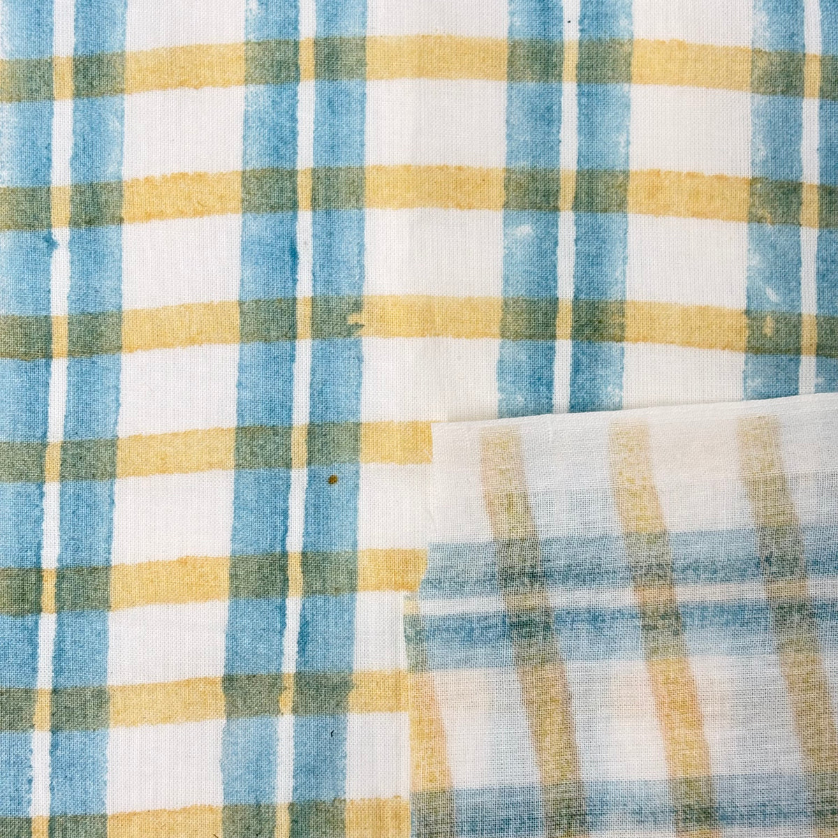 Blair Cotton 110" Block-Printed Checks Upholstery Fabric