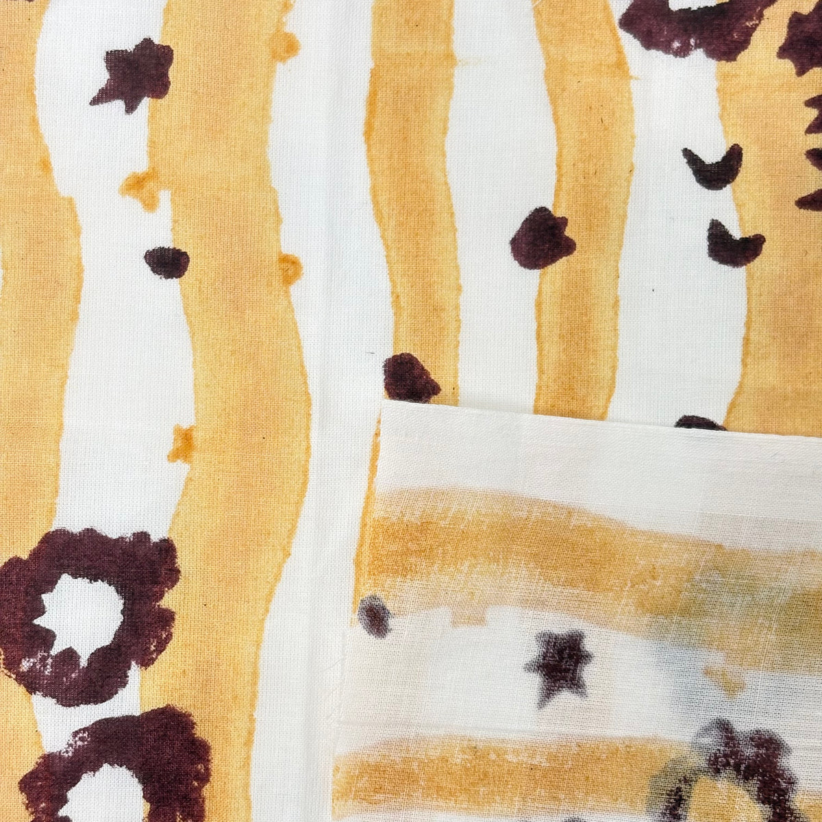 Etta Cotton 110" Block-Printed Stripe Upholstery Fabric